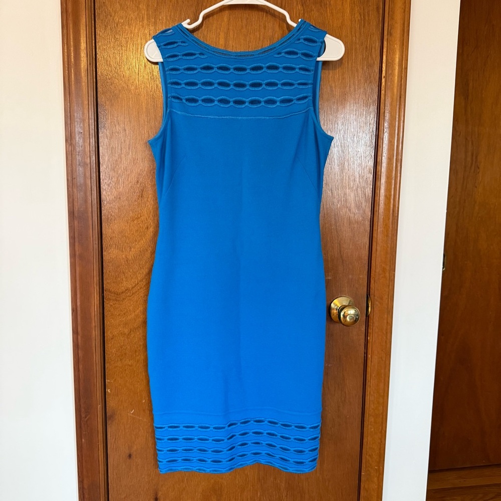St. John Royal Blue Sleeveless Sheath Dress with Cutout Accents Size 6